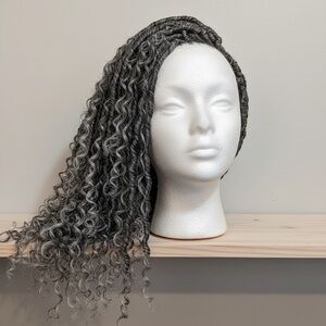 Faux Goddess Locs 18 inches for Crochet.   8 pks of TGrey Color w/Silvery Ends